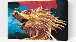 Festés számok szerint - Arany sárkány Méret: 40x60cm, Keretezés: Műanyagtáblával