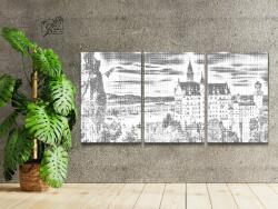 PontPöttyöző - Neuschwanstein kastély Bajorországban (3 db-os készlet) Méret: 40x60cm (3db), Keretezés: Műanyagtáblával, Szín: Kék