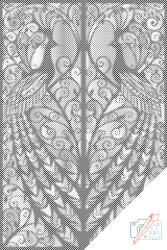  PontPöttyöző - Pávás ablak Méret: 40x60cm, Keretezés: Kartonlemezen, Szín: Zöld