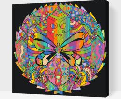 Festés számok szerint - Mandala pillangóval Méret: 50x50cm, Keretezés: Műanyagtáblával