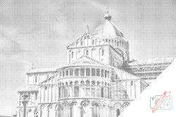 PontPöttyöző - Pisai katedrális, Olaszország Méret: 40x60cm, Keretezés: Fatáblával, Szín: Piros