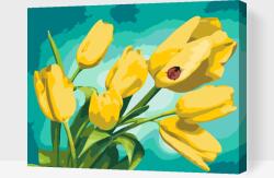  Festés számok szerint - Tulipáncsokor katicával Méret: 30x40cm, Keretezés: Műanyagtáblával