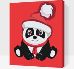 Festés számok szerint - Karácsonyi panda Méret: 30x40cm, Keretezés: Műanyagtáblával