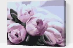 Festés számok szerint - Lila tulipánok az asztalon Méret: 40x50cm, Keretezés: Műanyagtáblával