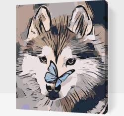 Festés számok szerint - Pillangó és husky Méret: 40x50cm, Keretezés: Kartonlemezen