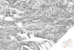 PontPöttyöző - Szepit vízesés a Hylaty pataknál, Lengyelország Méret: 40x60cm, Keretezés: Fatáblával, Szín: Kék