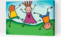  Festés számok szerint - Vidám gyerekek Méret: 40x50cm, Keretezés: Műanyagtáblával