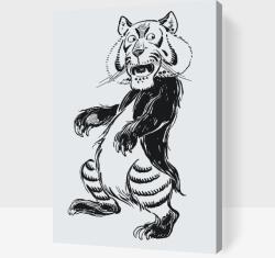  Festés számok szerint - Oroszlán fekete-fehérben Méret: 40x60cm, Keretezés: Műanyagtáblával