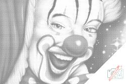  PontPöttyöző - Vidám bohóc Méret: 40x60cm, Keretezés: Kartonlemezen, Szín: Fekete