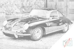 PontPöttyöző - Régi Porsche Méret: 40x60cm, Keretezés: Műanyagtáblával, Szín: Fekete
