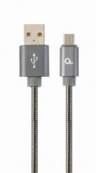 Gembird Micro-USB - USB-A adat- és töltőkábel 1m metálszürke (CC-USB2S-AMmBM-1M-BG)