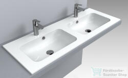 LunArt Gabriel 1200-2 120, 1x45 cm-es 2 medencés beépíthető öntöttmárvány mosdó, fényes fehér 5999123002198 (5999123002198)