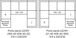 Porto sarokgarnitúra rugós ágyneműtartós, nyitható, sarok-U2/NY