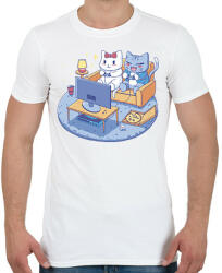 printfashion Gamer cica pár - Férfi póló - Fehér (13875490)