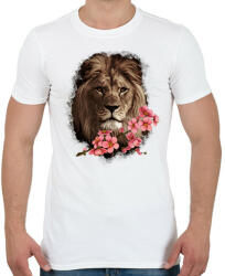 printfashion Oroszlán virággal - Férfi póló - Fehér (13895721)