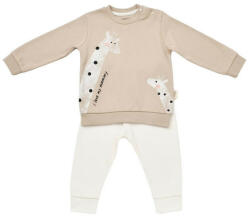 BabyCosy Set bluzita cu maneca lunga si pantaloni lungi cu buline Girafa, BabyCosy, 100% bumbac organic, Mink (Marime: 3-6 Luni) (BC-CSY2013-3)
