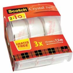 3M Ragasztószalag adagolón, kézi, 19 mm x 7, 5 m, 3M SCOTCH "Crystal", 2+1 akció (3 db) (LPM61975C32)