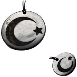 Pandantiv Shungit Rusia cu Semiluna Islamica - Protectia EMF 30x30x3-4 mm si 50x50x3-4 mm - 1 Buc