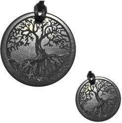  Pandantiv Shungit Rusia cu Arborele Vietii Celtic - Protectie EMF 30x30x3-4 mm - 1 Buc