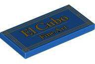 LEGO® 87079pb1076c7 - LEGO kék csempe 2 x 4 méretű arany 'El Cubo Fine Art' felirat mintával (87079pb1076c7)