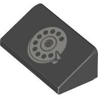 LEGO® 85984pb290c11 - LEGO fekete 30° lejtő 1 x 2 x 2/3 méretű, telefon tárcsa mintával (85984pb290c11)