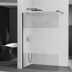 Mexen Kioto walk-in zuhanyfal - átlátszó/tej üveg / fekete profil - 90 cm (800-090-101-70-35)