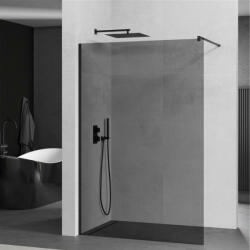 Mexen Kioto walk-in zuhanyfal - füstüveg / fekete profil - 90 cm (800-090-101-70-40) - miniwebshop