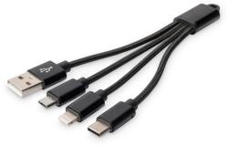 ASSMANN USB > Lightning/Micro-USB/USB-C 0, 15m Digitus Black (DB-300160-002-S) (DB-300160-002-S)