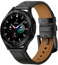 Samsung Galaxy Watch6 / Watch6 Classic okosóra szíj - TECH-PROTECT Leather fekete bőr szíj (20 mm szíj szélesség)