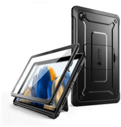 Samsung Tab A8 10.5 (2021) SM-X200 / X205, Műanyag hátlap védőtok + képernyővédő, közepesen ütésálló, kitámasztóval, SupCase Unicorn Beetle Pro, fekete