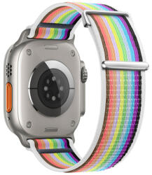 BSTRAP Velcro Nylon curea pentru Apple Watch 38/40/41mm, white rainbow (SAP016C06)