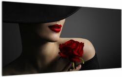 Mivali Tablou pe sticlă - Femeia cu flori, dintr-o bucată 100x50 cm pe sticlă (V022401V10050GD)
