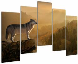 Mivali Tablou - Lup pe stăncă, din cinci bucăți 125x90 cm (V022674V12590)