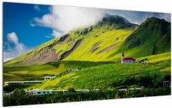 Mivali Tablou pe sticlă cu peisaj montan, dintr-o bucată 100x50 cm pe sticlă (V020281V10050GD)