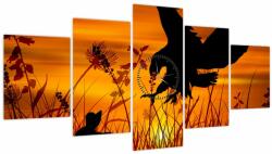 Mivali Tablou cu silueta prădătorului (cu ceas), din cinci bucăți 150x80 cm cu ceas (V020044V15080C)
