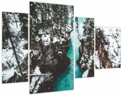 Mivali Tablou - râul de munte iarna (cu ceas), din patru bucăți 110x75 cm cu ceas (V020180V11075C)