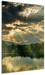 Mivali Tablou cu lac și soarele translucid, dintr-o bucată 50x70 cm (V021135V5070)