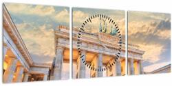 Mivali Tablou - Poarta Brandenburg, Berlin, Germania (cu ceas), din trei bucăți 90x30 cm cu ceas (V023107V9030C)