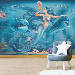 Mivali Fototapet - Sirena cu delfini, vlies, 147x102 cm (T100437TQ3)