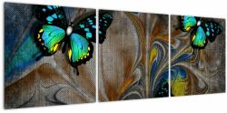 Mivali Tablou - Fluturi strălucitori în imagine, din trei bucăți 120x40 cm (V022761V12040)
