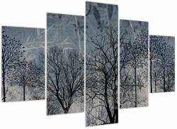 Mivali Tablou - Siluetă copac și frunze, din cinci bucăți 150x105 cm (V024057V150105)