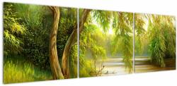 Mivali Tablou - Salcie lângă lac, pictură în ulei, din trei bucăți 150x50 cm (V023249V15050)