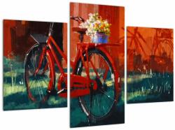 Mivali Tablou - Bicicleta roșie, pictură acrilică, din trei bucăți 90x60 cm (V023222V90603PCS)