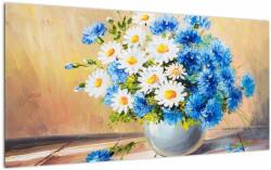 Mivali Tablou pe sticlă pictat cu vaza și flori, dintr-o bucată 100x50 cm pe sticlă (V022252V10050GD)