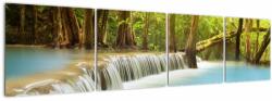 Mivali Tablou cu cascada Huai Mae Kamin în pădure, din patru bucăți 160x40 cm (V020933V16040)