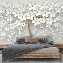 Mivali Fototapet - Copac alb cu flori, vlies, 441x306 cm (T100680TQ9)