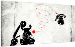 Mivali Tablou pe sticlă - Desen de telefon în stilul lui Banksy, dintr-o bucată 100x50 cm pe sticlă (V023466V10050GD)
