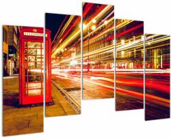 Mivali Tablou cu căsuța telefonică roșie din Londra, din cinci bucăți 125x90 cm (V021120V12590)