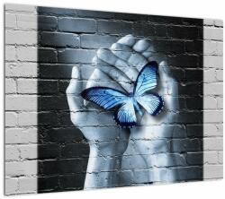 Mivali Tablou pe sticlă - Fluture pe perete, dintr-o bucată 70x50 cm pe sticlă (V022520V7050GD)