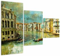 Mivali Tablou - Canalul de la Veneția și gondole (cu ceas), din trei bucăți 90x70 cm cu ceas (V023312V9070C)